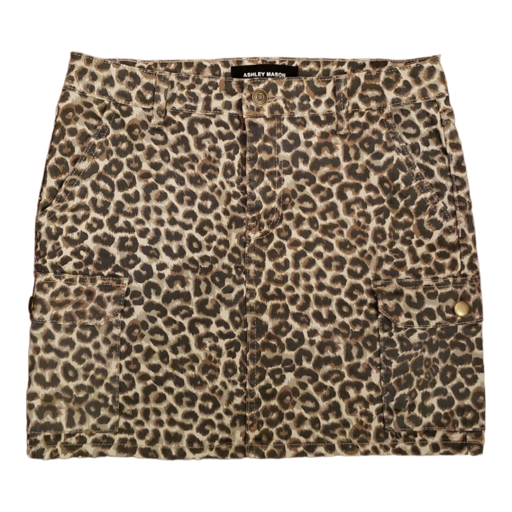 Ashley Mason Leopard Cheetah Print Skirt, Size L